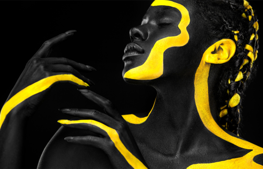 Yellow Woman Glass Wall Art