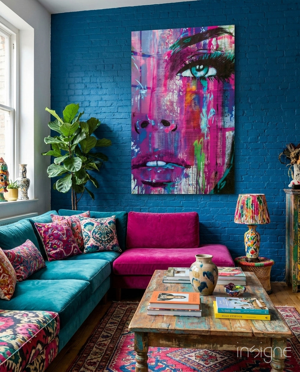 Woman Eye Glass Wall Art - Lifestyle preview in a designer interior