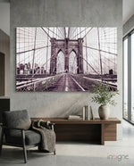 Brooklyn Bridge Glass Wall Art - Lifestyle preview in a designer interior