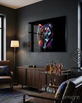 Diamond Bear Glass Wall Art - Lifestyle preview in a designer interior