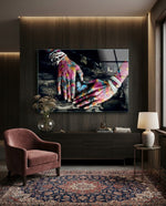 Hands of Nature Glass Wall Art - Lifestyle preview in a designer interior