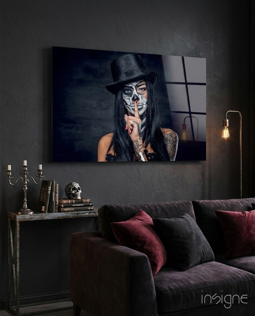 Sssh  Glass Wall Art - Lifestyle preview in a designer interior