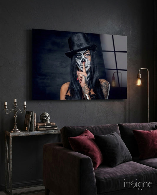 Sssh  Glass Wall Art - Lifestyle preview in a designer interior