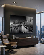 City Night Glass Wall Art - Lifestyle preview in a designer interior