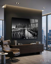 City Night Glass Wall Art - Lifestyle preview in a designer interior