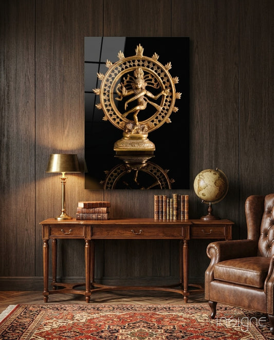 Shiva Nataraja Glass Wall Art - Lifestyle preview in a designer interior