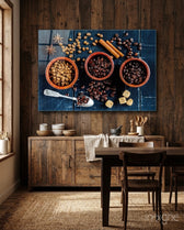 Spices Glass Wall Art - Lifestyle preview in a designer interior