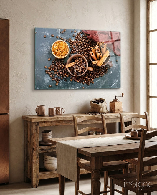 Spices Glass Wall Art - Lifestyle preview in a designer interior