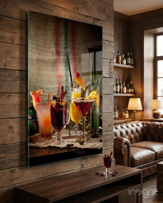 Cocktails Glass Wall Art - Lifestyle preview in a designer interior