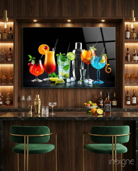 Cocktails Glass Wall Art - Lifestyle preview in a designer interior