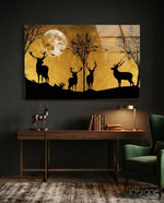 Deers Glass Wall Art - Lifestyle preview in a designer interior