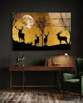 Deers Glass Wall Art - Lifestyle preview in a designer interior