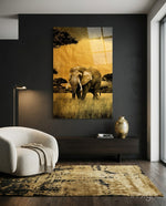 Elephant Glass Wall Art - Lifestyle preview in a designer interior