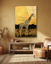Giraffe Glass Wall Art - Lifestyle preview in a designer interior