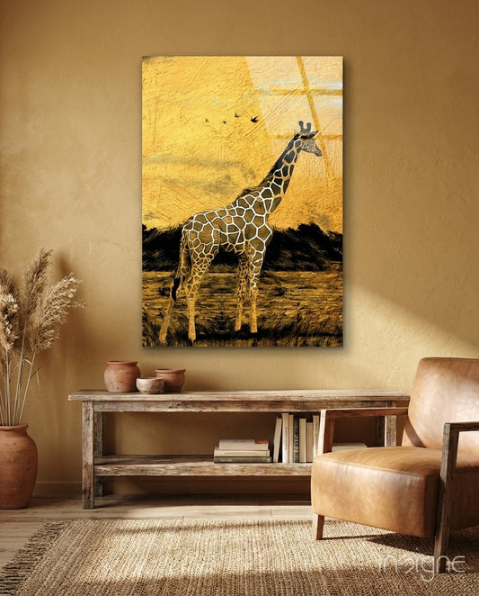 Giraffe Glass Wall Art - Lifestyle preview in a designer interior