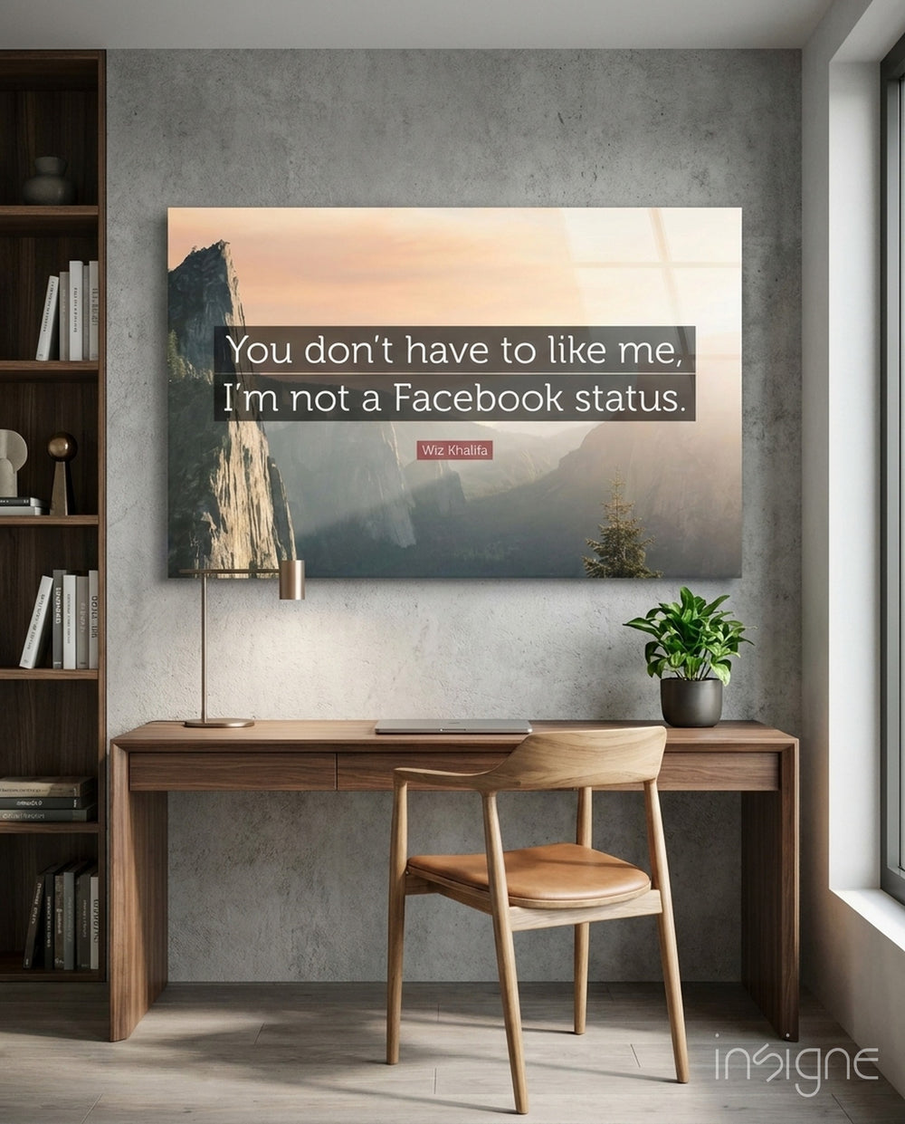 Not a Facebook Status Glass Wall Art - Lifestyle preview in a designer interior