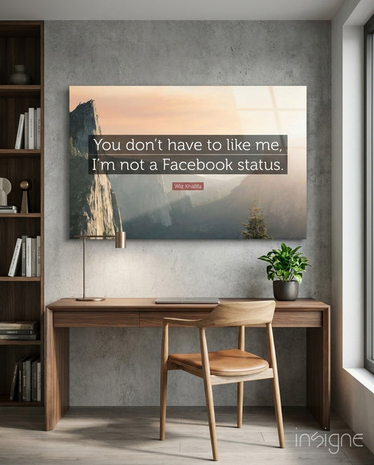 Not a Facebook Status Glass Wall Art - Lifestyle preview in a designer interior