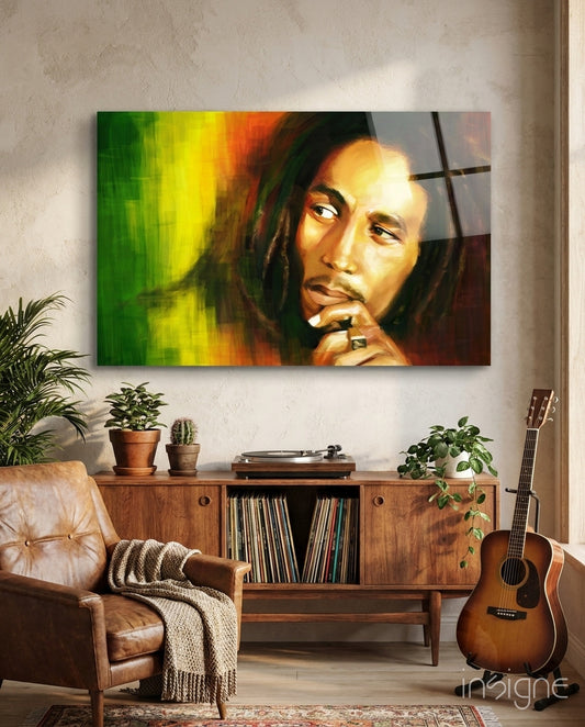 Reggae Dreadlocks Portrait Glass Wall Art