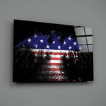 Patriotic-graffiti panel bringing patriotic edge to a contemporary man cave