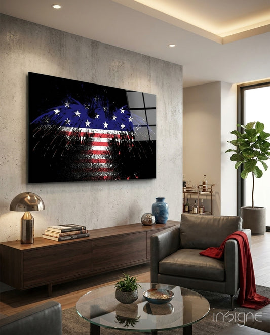 American Eagle Glass Wall Art - Lifestyle preview in a designer interior
