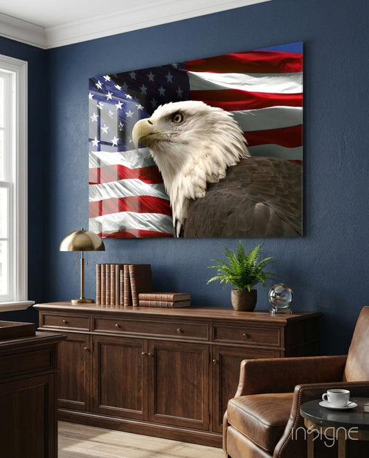 American Eagle Glass Wall Art - Lifestyle preview in a designer interior