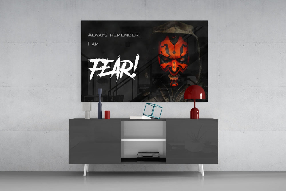 Darth Maul panel catching directional light to reveal its menacing gravity