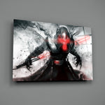 Cinematic-poster panel bringing menacing power to a contemporary home theater