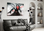 Lord Starkiller glass wall art styled above a console in a gaming room