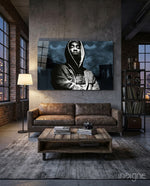 Tupac Shakur Glass Wall Art - Lifestyle preview in a designer interior