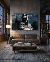 Tupac Shakur Glass Wall Art - Lifestyle preview in a designer interior