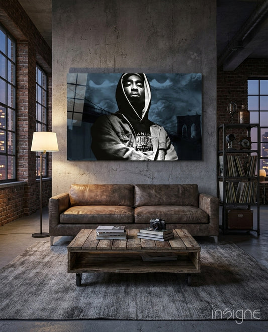 Old School Hip-Hop Portrait Glass Wall Art