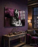 Tupac Shakur Glass Wall Art - Lifestyle preview in a designer interior
