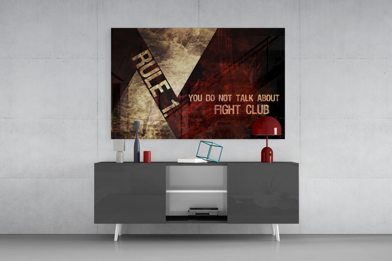 Fight Club: Rule 1 Glass Wall Art.