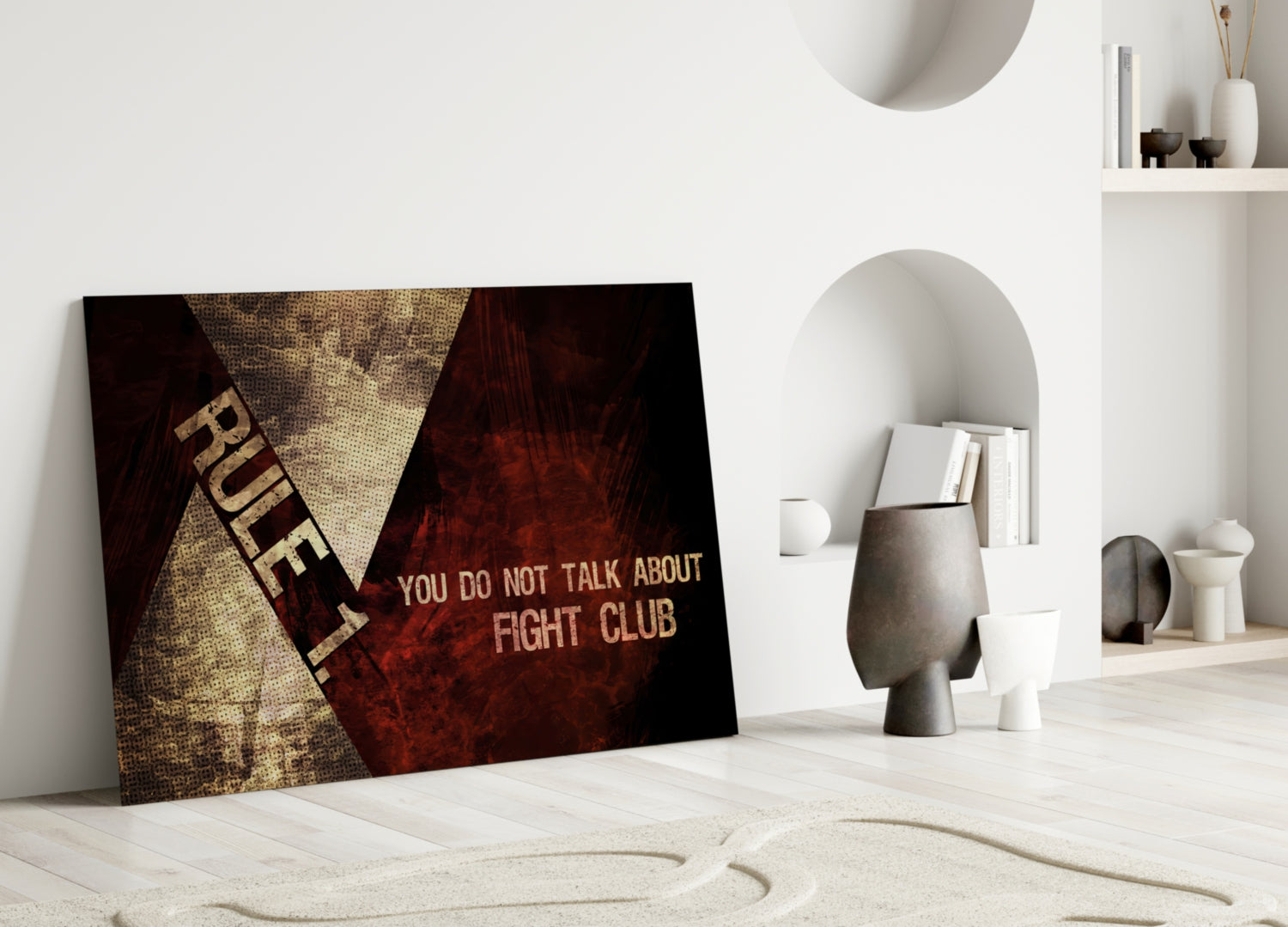 Fight Club: Rule 1 Glass Wall Art.