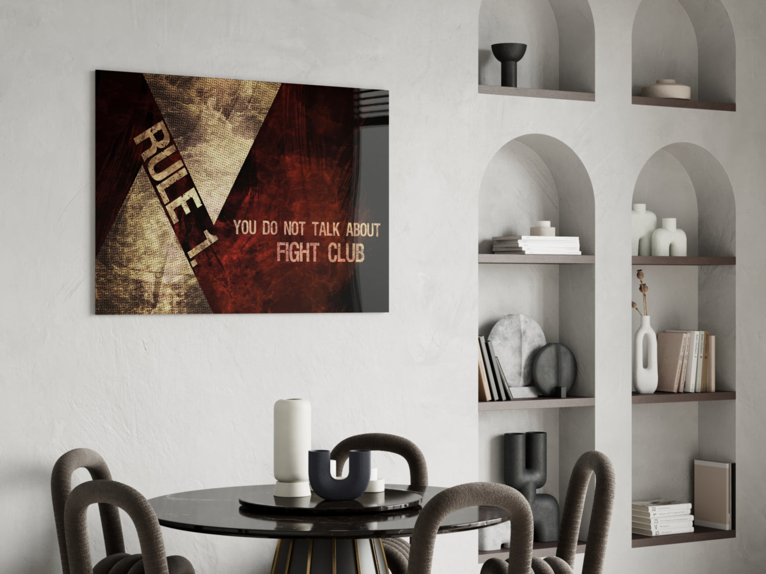 Fight Club: Rule 1 Glass Wall Art.
