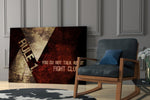 Fight Club: Rule 1 glass print enhancing a teen lounge with cinematic mood