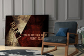 Fight Club: Rule 1 glass print enhancing a teen lounge with cinematic mood