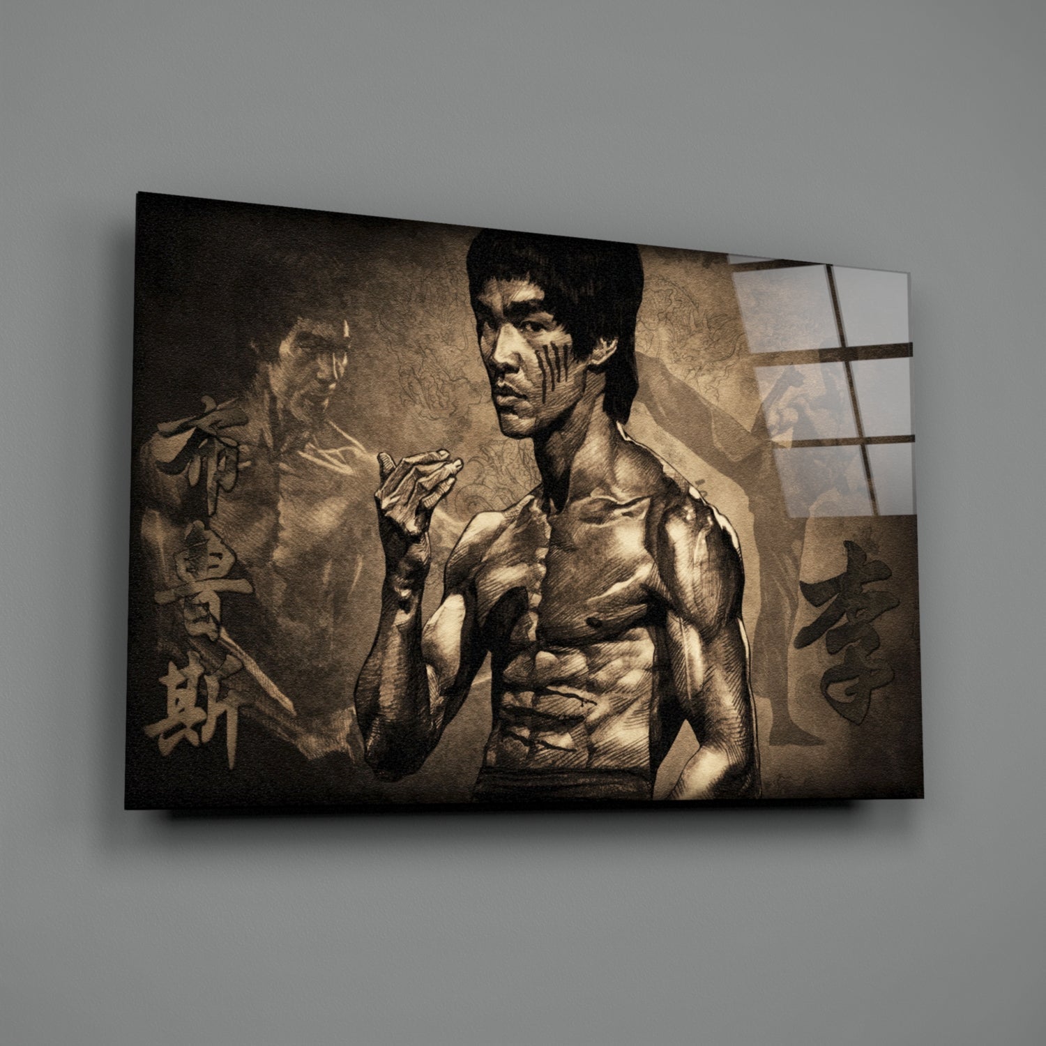 Bruce Lee Glass Wall Art.