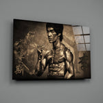 Vintage-portrait panel bringing disciplined gravity to a contemporary man cave