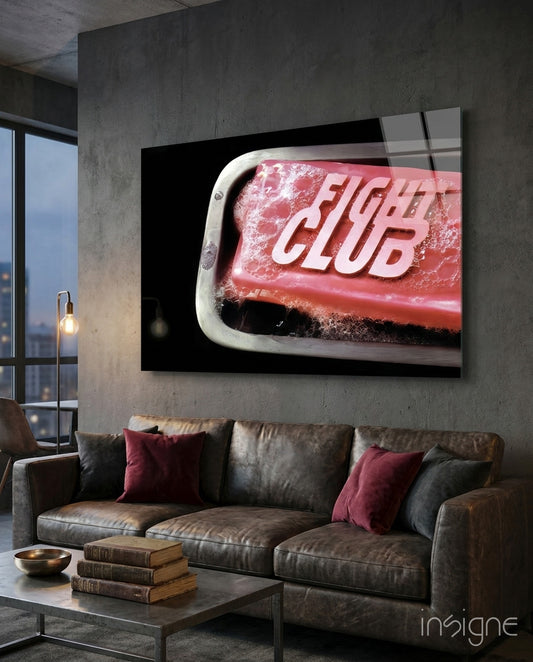 Fight Club Glass Wall Art - Lifestyle preview in a designer interior