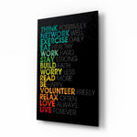 Motivational-typography panel bringing uplifting drive to a contemporary office