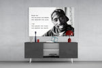 Tupac Shakur panel catching directional light to reveal its candid wit