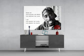 Tupac Shakur panel catching directional light to reveal its candid wit