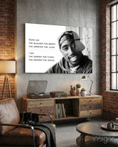 Tupac Shakur Glass Wall Art - Lifestyle preview in a designer interior