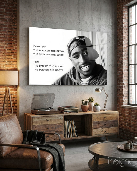 Old School Hip-Hop Portrait Glass Wall Art