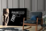 Tupac glass print enhancing a teen lounge with cinematic mood