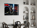 Joker panel adding editorial drama to a man cave