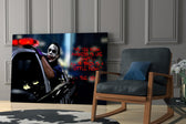 Joker glass print enhancing a teen lounge with cinematic mood