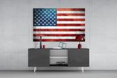 Flag of the United States panel catching ambient light to reveal its patriotic warmth