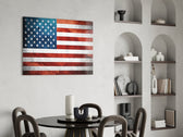 Flag of the United States panel adding editorial drama to a man cave